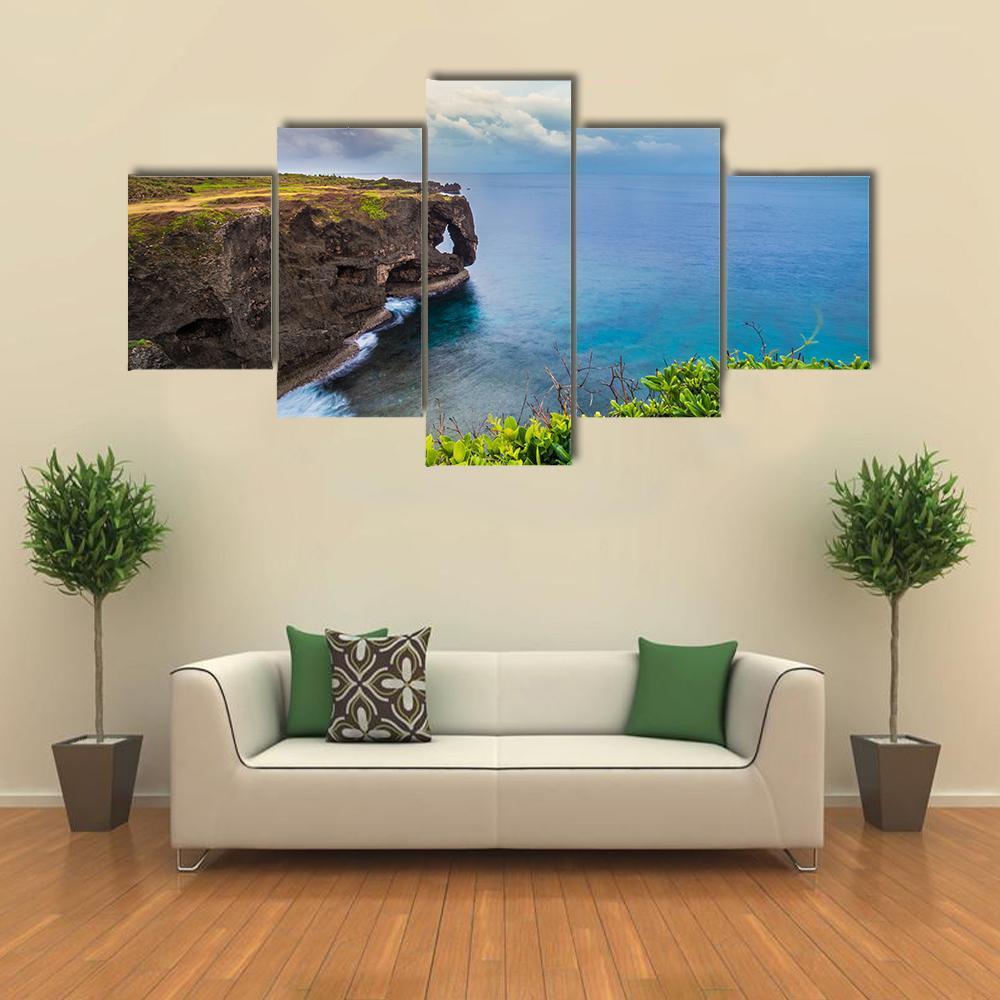 Sunrise On Manzamo Cape In Okinawa Canvas Wall Art-5 Star-Gallery Wrap-62" x 32"-Tiaracle