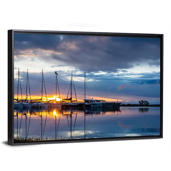 Sunrise On Marina Wilkasy Under Lake Niegocin Canvas Wall Art-3 Horizontal-Gallery Wrap-25" x 16"-Tiaracle