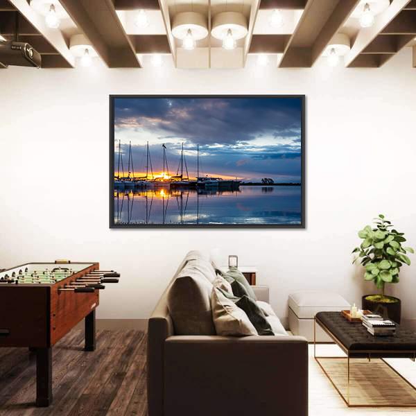 Sunrise On Marina Wilkasy Under Lake Niegocin Canvas Wall Art-3 Horizontal-Gallery Wrap-25" x 16"-Tiaracle