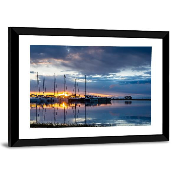Sunrise On Marina Wilkasy Under Lake Niegocin Canvas Wall Art-3 Horizontal-Gallery Wrap-25" x 16"-Tiaracle