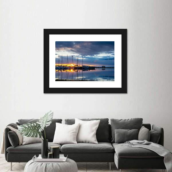 Sunrise On Marina Wilkasy Under Lake Niegocin Canvas Wall Art-3 Horizontal-Gallery Wrap-25" x 16"-Tiaracle