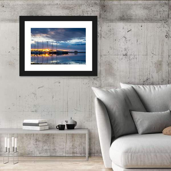 Sunrise On Marina Wilkasy Under Lake Niegocin Canvas Wall Art-3 Horizontal-Gallery Wrap-25" x 16"-Tiaracle