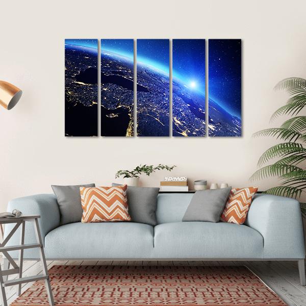 Sunrise On Planet Earth Canvas Wall Art-5 Horizontal-Gallery Wrap-22" x 12"-Tiaracle