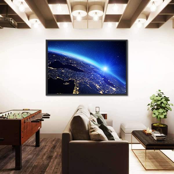 Sunrise On Planet Earth Canvas Wall Art-5 Horizontal-Gallery Wrap-22" x 12"-Tiaracle