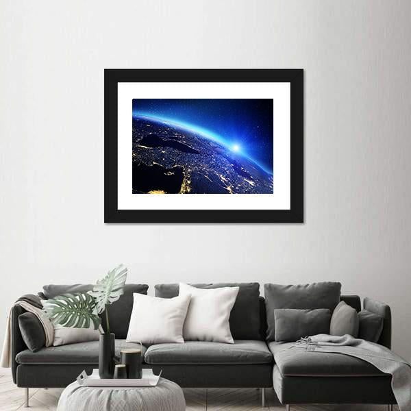 Sunrise On Planet Earth Canvas Wall Art-5 Horizontal-Gallery Wrap-22" x 12"-Tiaracle