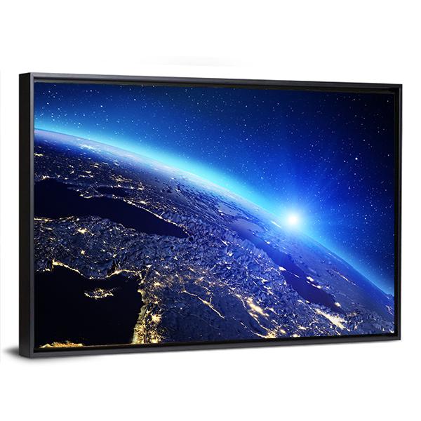 Sunrise On Planet Earth Canvas Wall Art-5 Horizontal-Gallery Wrap-22" x 12"-Tiaracle