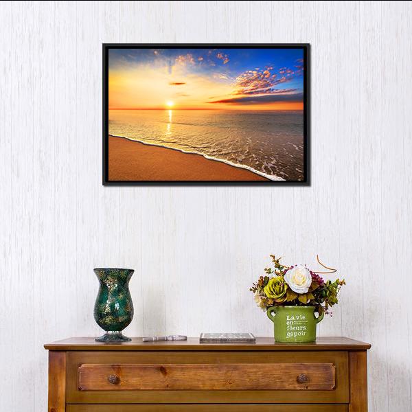 Sunrise On The Beach Canvas Wall Art-3 Horizontal-Gallery Wrap-25&quot; x 16&quot;-Tiaracle
