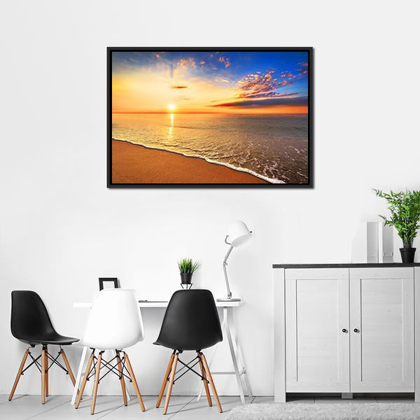 Sunrise On The Beach Canvas Wall Art-3 Horizontal-Gallery Wrap-25&quot; x 16&quot;-Tiaracle