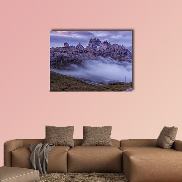 Sunrise On The Dolomites Canvas Wall Art-1 Piece-Gallery Wrap-48" x 32"-Tiaracle