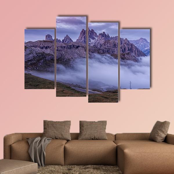 Sunrise On The Dolomites Canvas Wall Art-4 Pop-Gallery Wrap-50" x 32"-Tiaracle