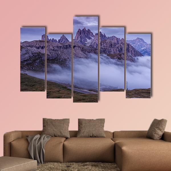 Sunrise On The Dolomites Canvas Wall Art-5 Pop-Gallery Wrap-47" x 32"-Tiaracle