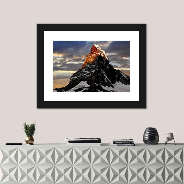 Sunrise On The Matterhorn Canvas Wall Art-1 Piece-Framed Print-20" x 16"-Tiaracle