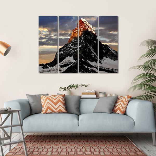 Sunrise On The Matterhorn Canvas Wall Art-4 Horizontal-Gallery Wrap-34" x 24"-Tiaracle