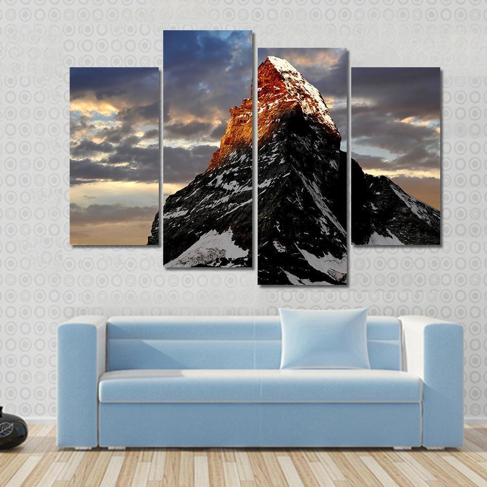 Sunrise On The Matterhorn Canvas Wall Art-4 Pop-Gallery Wrap-50" x 32"-Tiaracle