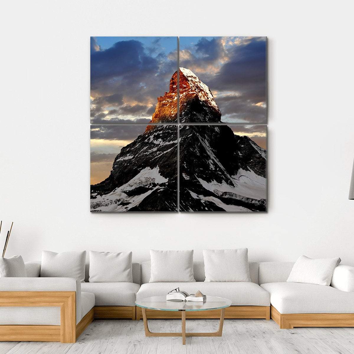 Sunrise On The Matterhorn Canvas Wall Art-4 Square-Gallery Wrap-17" x 17"-Tiaracle