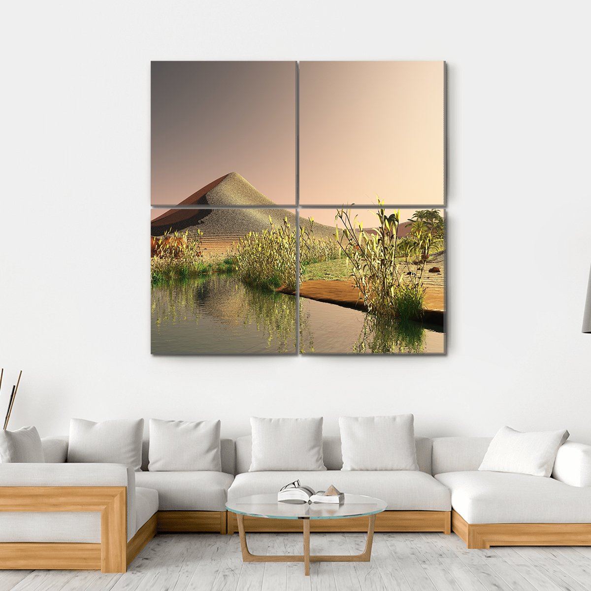 Sunrise On The Sahara Desert Canvas Wall Art-4 Square-Gallery Wrap-17" x 17"-Tiaracle