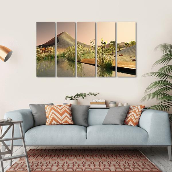 Sunrise On The Sahara Desert Canvas Wall Art-5 Horizontal-Gallery Wrap-22" x 12"-Tiaracle