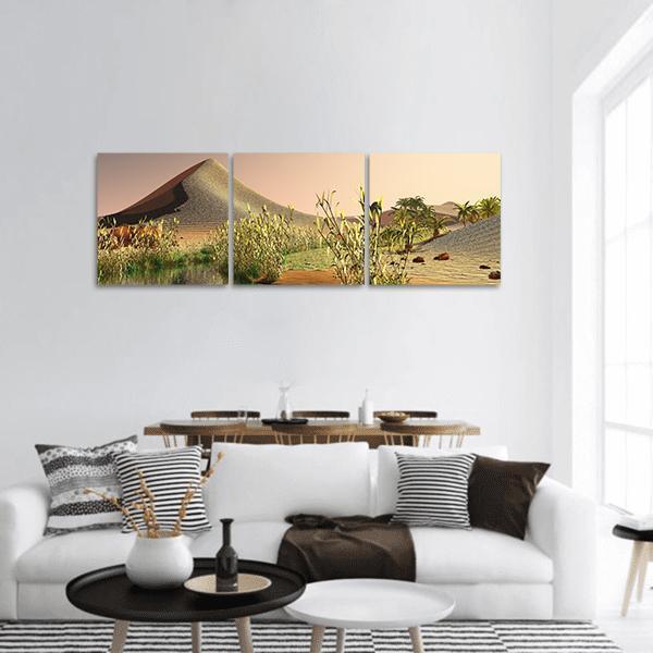 Sunrise On The Sahara Desert Panoramic Canvas Wall Art-3 Piece-25" x 08"-Tiaracle