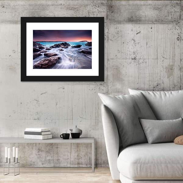 Sunrise Over Australian Beach Canvas Wall Art-3 Horizontal-Gallery Wrap-25" x 16"-Tiaracle
