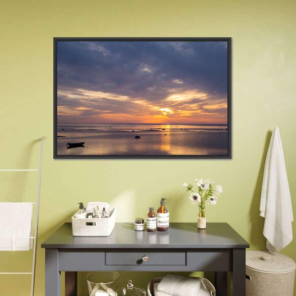 Sunrise Over Baltic Sea Canvas Wall Art-1 Piece-Floating Frame-24" x 16"-Tiaracle