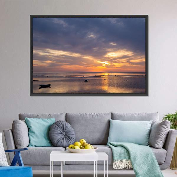 Sunrise Over Baltic Sea Canvas Wall Art-3 Horizontal-Gallery Wrap-25" x 16"-Tiaracle