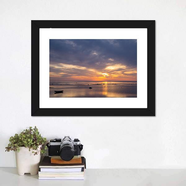 Sunrise Over Baltic Sea Canvas Wall Art-1 Piece-Framed Print-20" x 16"-Tiaracle
