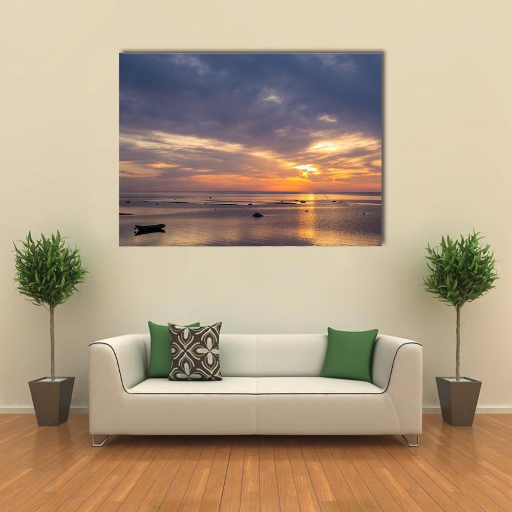 Sunrise Over Baltic Sea Canvas Wall Art-1 Piece-Gallery Wrap-48" x 32"-Tiaracle