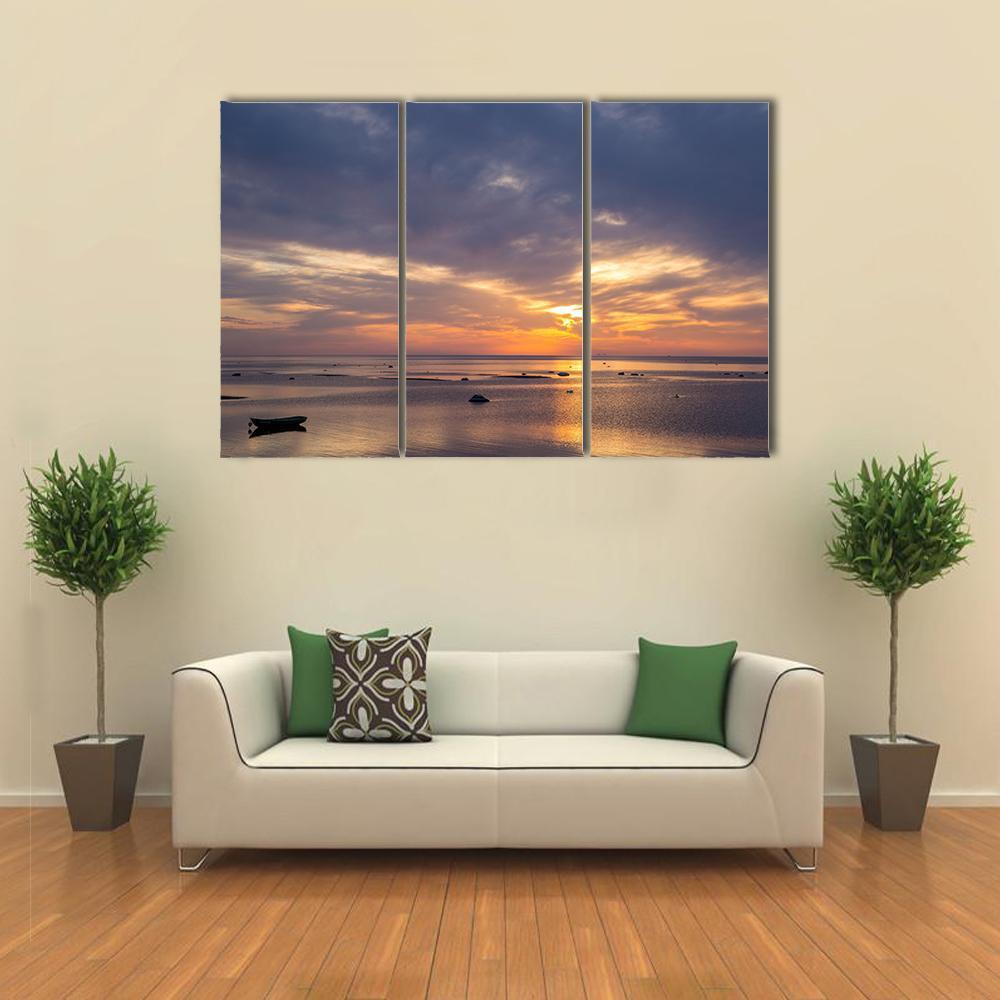 Sunrise Over Baltic Sea Canvas Wall Art-3 Horizontal-Gallery Wrap-37" x 24"-Tiaracle