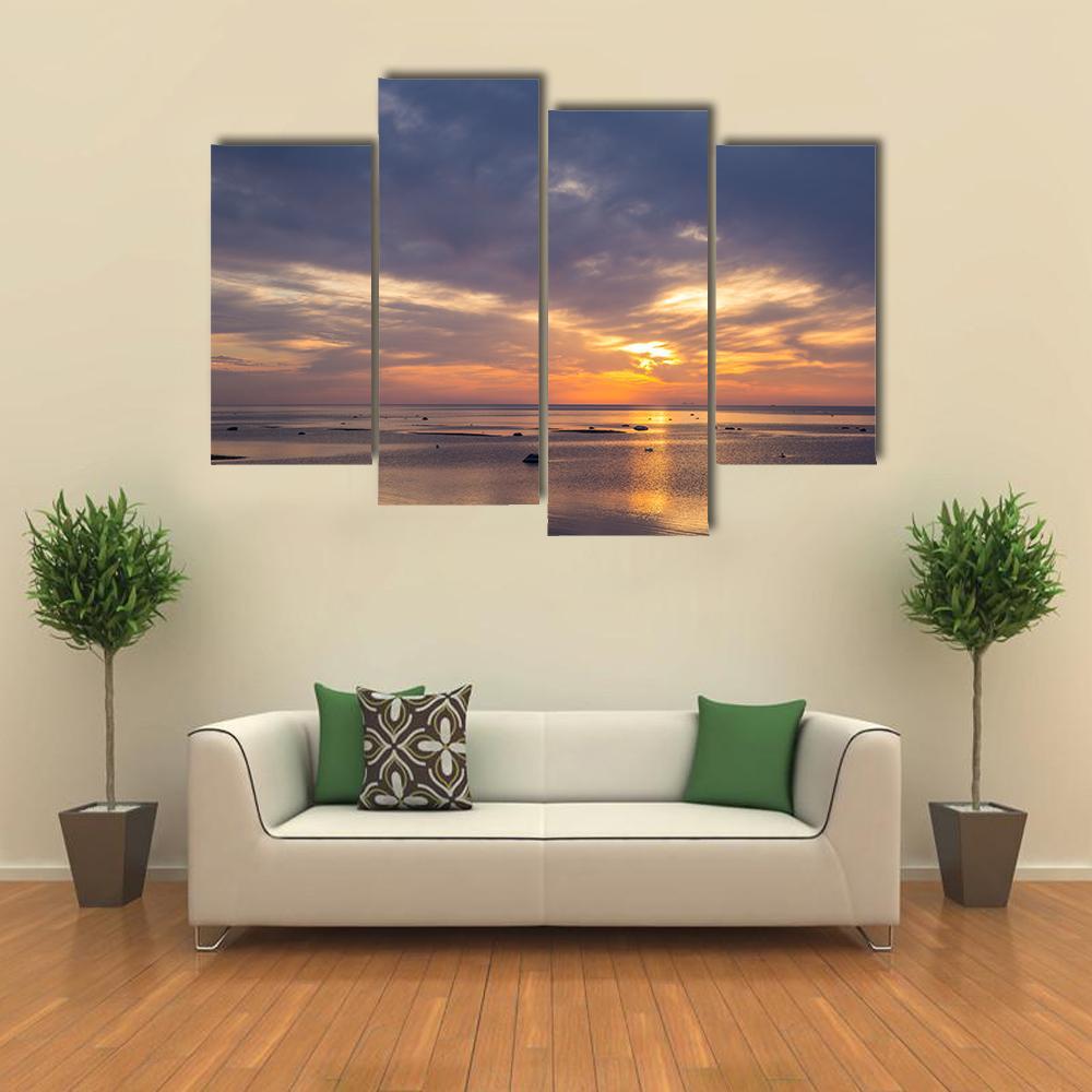 Sunrise Over Baltic Sea Canvas Wall Art-4 Pop-Gallery Wrap-50" x 32"-Tiaracle