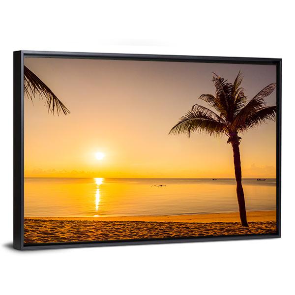 Sunrise Over Beach Sea Canvas Wall Art-3 Horizontal-Gallery Wrap-25" x 16"-Tiaracle