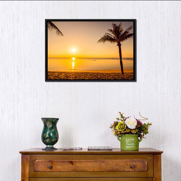 Sunrise Over Beach Sea Canvas Wall Art-3 Horizontal-Gallery Wrap-25" x 16"-Tiaracle