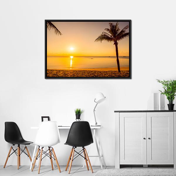 Sunrise Over Beach Sea Canvas Wall Art-3 Horizontal-Gallery Wrap-25" x 16"-Tiaracle