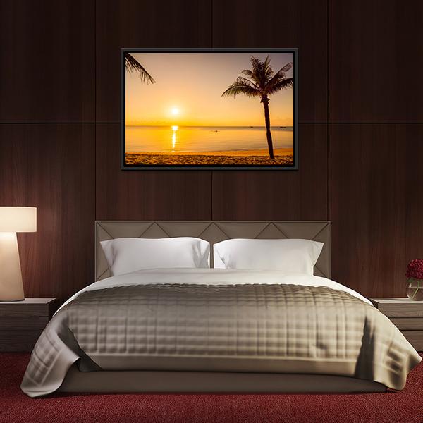 Sunrise Over Beach Sea Canvas Wall Art-3 Horizontal-Gallery Wrap-25" x 16"-Tiaracle
