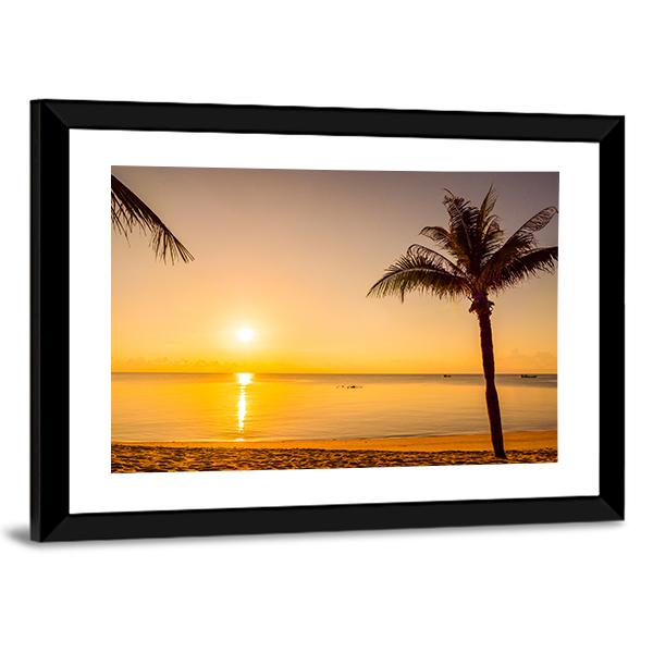 Sunrise Over Beach Sea Canvas Wall Art-3 Horizontal-Gallery Wrap-25" x 16"-Tiaracle