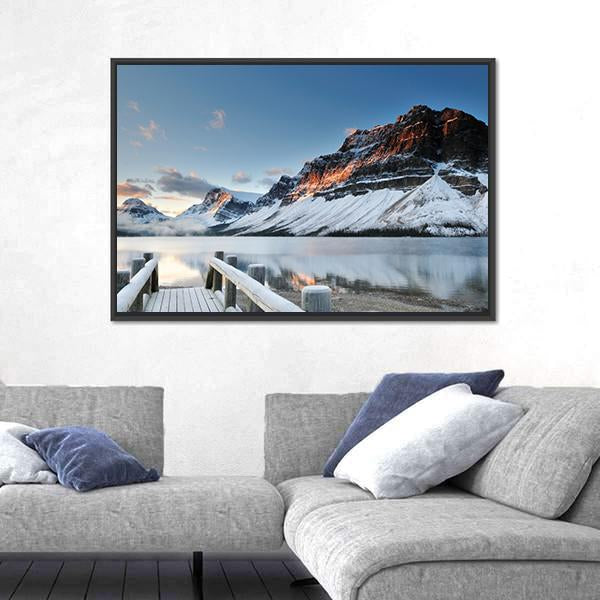Sunrise Over Bow Lake In Banff National Park Canvas Wall Art-3 Horizontal-Gallery Wrap-25" x 16"-Tiaracle