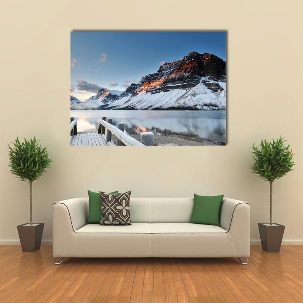 Sunrise Over Bow Lake In Banff National Park Canvas Wall Art-1 Piece-Gallery Wrap-48" x 32"-Tiaracle