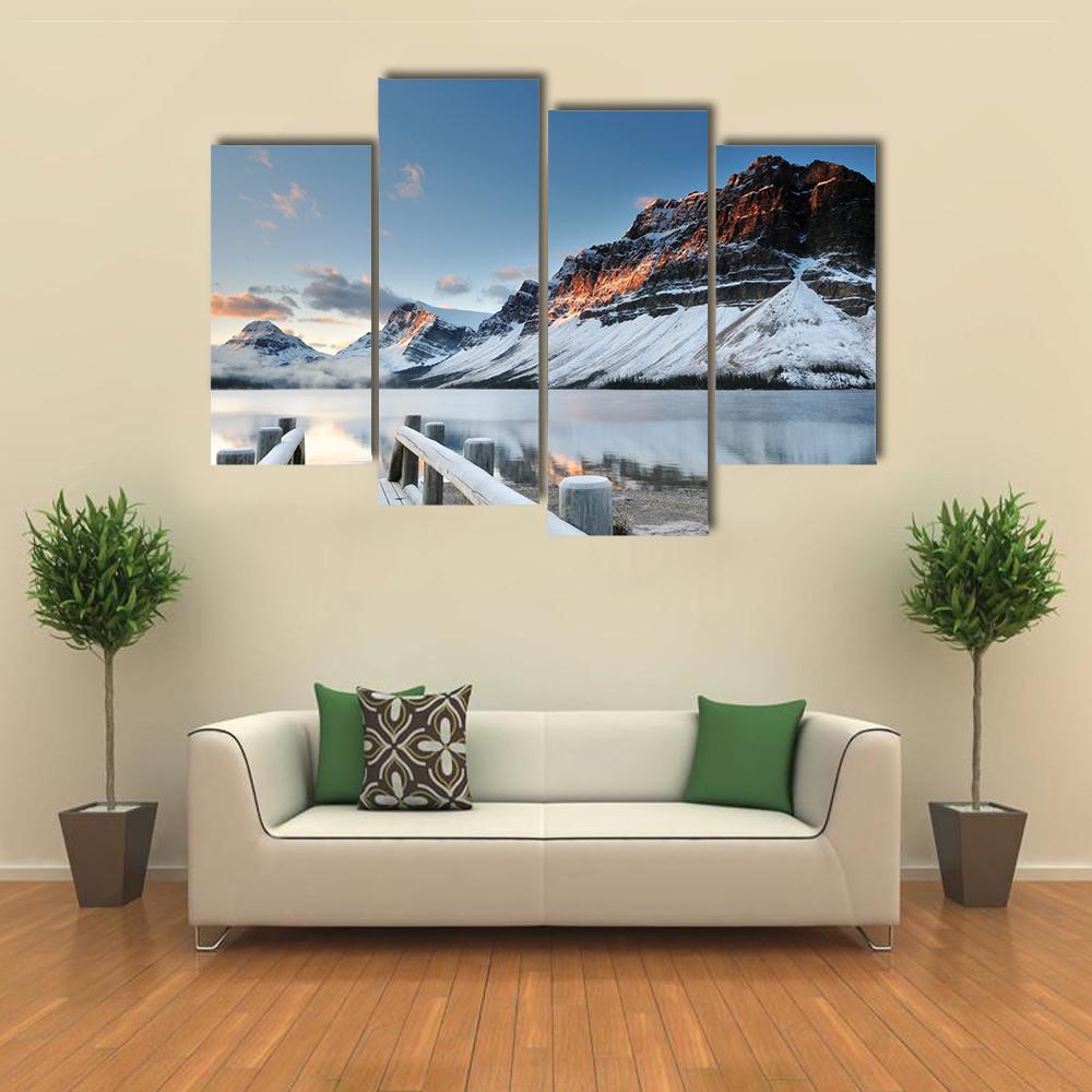 Sunrise Over Bow Lake In Banff National Park Canvas Wall Art-4 Pop-Gallery Wrap-50" x 32"-Tiaracle
