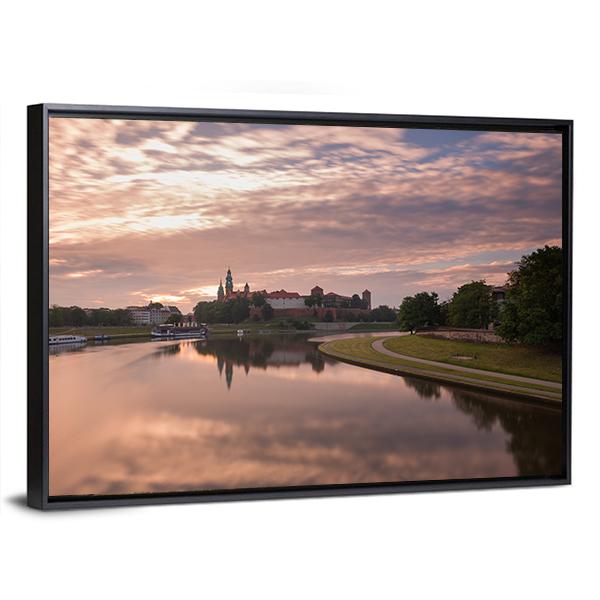 Sunrise Over City View From River Canvas Wall Art-3 Horizontal-Gallery Wrap-25" x 16"-Tiaracle