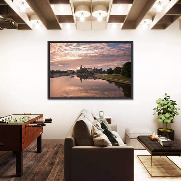 Sunrise Over City View From River Canvas Wall Art-3 Horizontal-Gallery Wrap-25" x 16"-Tiaracle