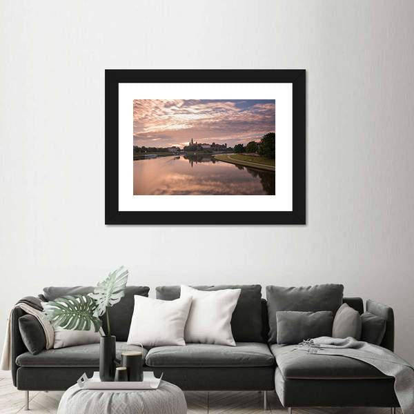 Sunrise Over City View From River Canvas Wall Art-3 Horizontal-Gallery Wrap-25" x 16"-Tiaracle