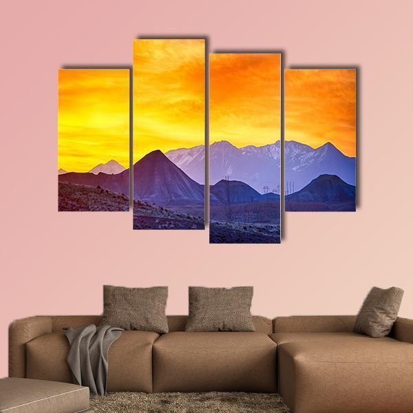 Sunrise Over Colorado Rocky Mountains Canvas Wall Art-4 Pop-Gallery Wrap-50&quot; x 32&quot;-Tiaracle