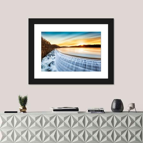 Sunrise Over Croton Dam Canvas Wall Art-1 Piece-Framed Print-20" x 16"-Tiaracle