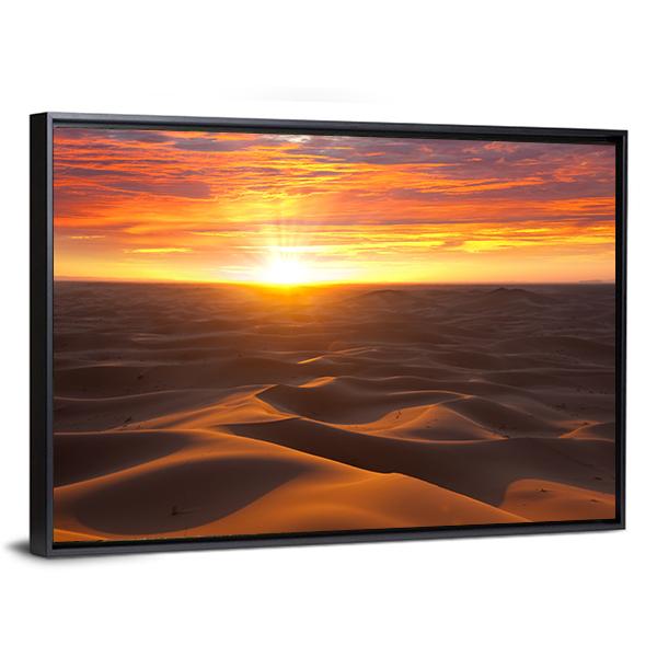 Sunrise Over Desert Canvas Wall Art-3 Horizontal-Gallery Wrap-25" x 16"-Tiaracle