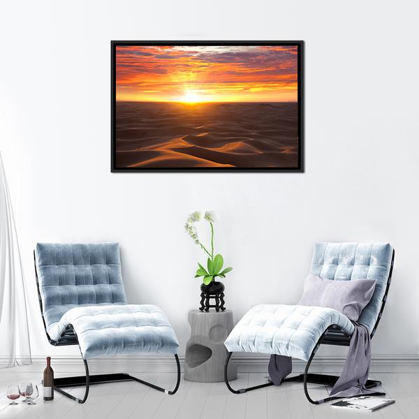 Sunrise Over Desert Canvas Wall Art-1 Piece-Floating Frame-24" x 16"-Tiaracle