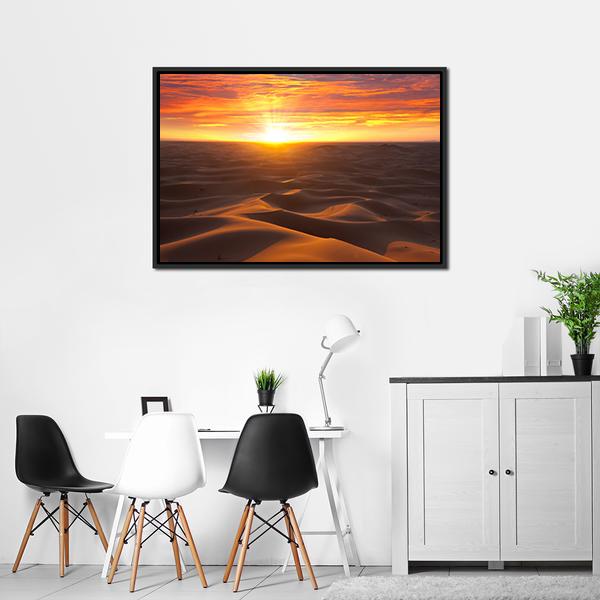 Sunrise Over Desert Canvas Wall Art-3 Horizontal-Gallery Wrap-25" x 16"-Tiaracle