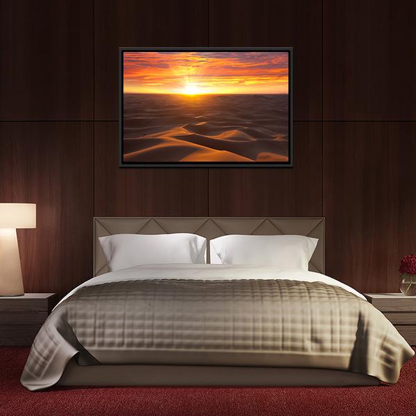 Sunrise Over Desert Canvas Wall Art-3 Horizontal-Gallery Wrap-25" x 16"-Tiaracle