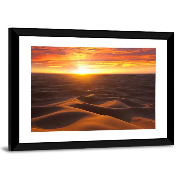 Sunrise Over Desert Canvas Wall Art-3 Horizontal-Gallery Wrap-25" x 16"-Tiaracle