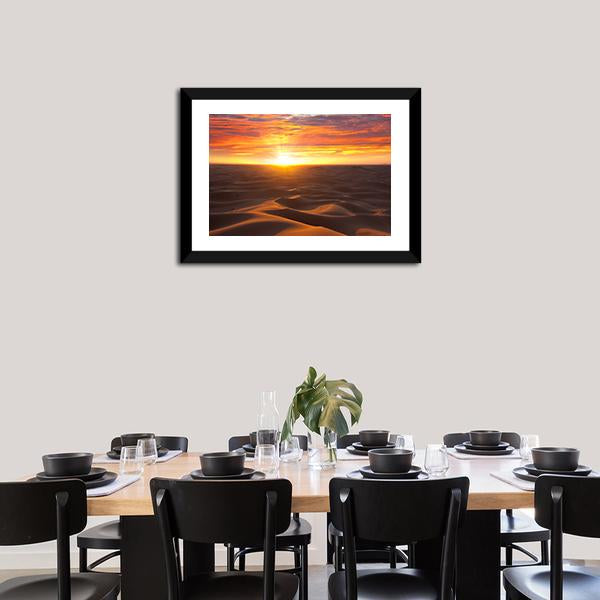 Sunrise Over Desert Canvas Wall Art-1 Piece-Framed Print-20" x 16"-Tiaracle