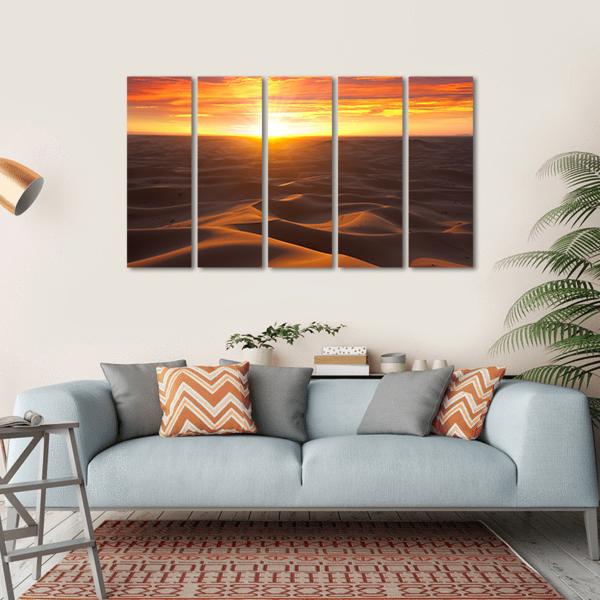 Sunrise Over Desert Canvas Wall Art-5 Horizontal-Gallery Wrap-22" x 12"-Tiaracle