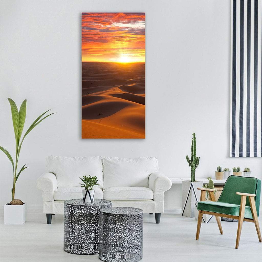 Sunrise Over Desert Vertical Canvas Wall Art-1 Vertical-Gallery Wrap-12" x 24"-Tiaracle